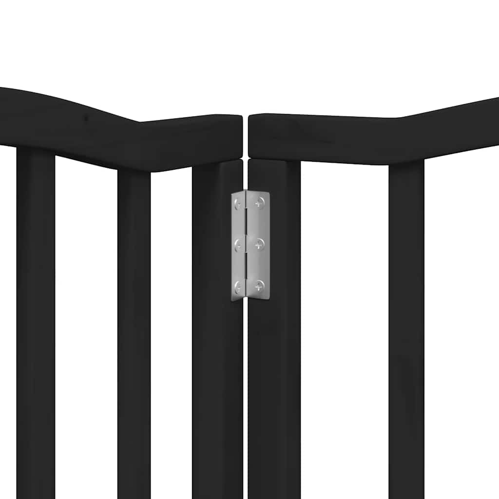 15 Piece Foldable Black Dog Gate 750 cm Poplar Wood