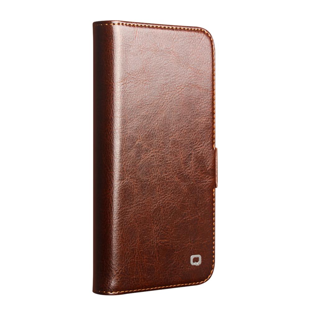 QIALINO For iPhone 16e Wallet Case Genuine Cow Leather Flip Cover Magnetic Clasp Full Protection