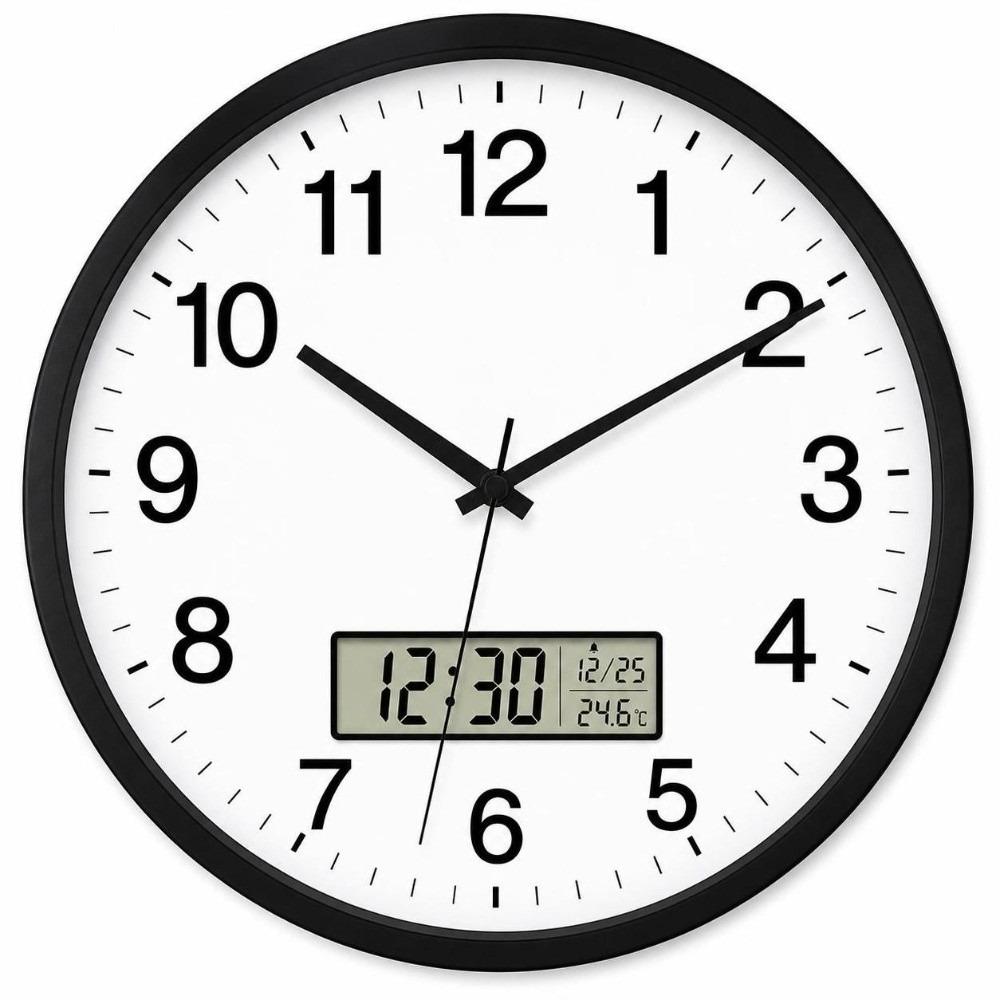 10 Inch Wall Mounted Clock Battery Operated Digital Calendar Clock Round Wall Clocks Living Room