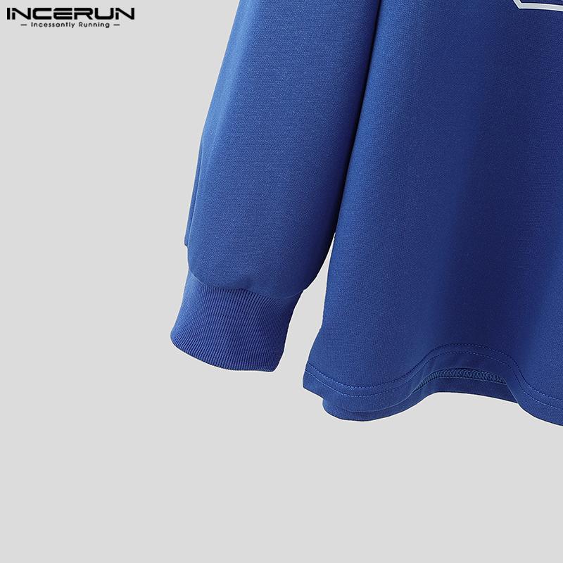 INCERUN Men O Neck Long Sleeve Print Casual Oversized Pullovers Sweatshirts