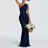 2026 Womens Elegant Slim-Fit Long Dress High Waist Sleeveless Wrap Neck Solid Color Formal Party Gown