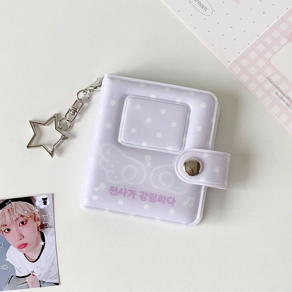 Snap Button Mini Photo Album 2-Inch Photocard Binder Kawaii Card Storage Book Bag Decoration