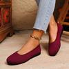 Fashion Round Toe Women Flats Comfortable Knit Ballet Flat Shoes Casual Slip On Shallow Shoes Office Boat Shoes Trend Plus Size Loafers