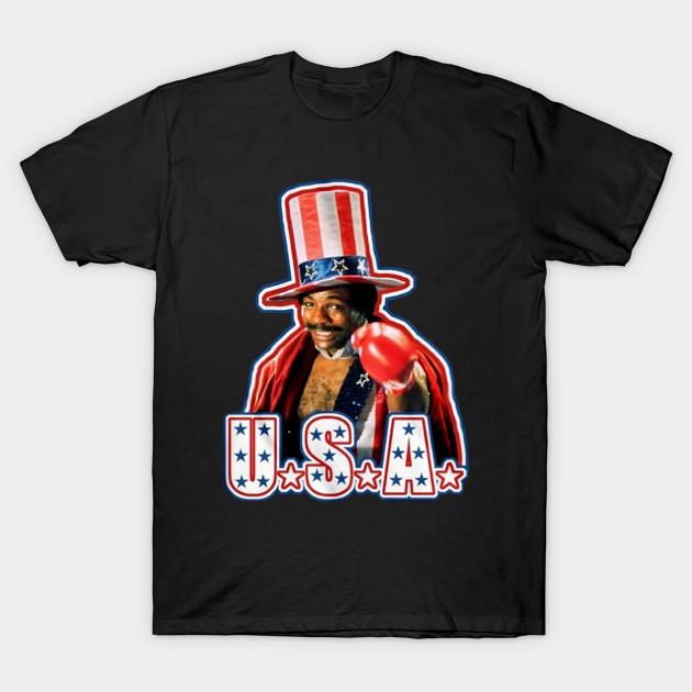 Asian Size Men Print T-shirt Retro Apollo Creed No-Cut Heat Transfer Print Cotton Tshirt