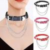 Punk Gothic PU Leather Irregular Collar Necklace with Heart Chain