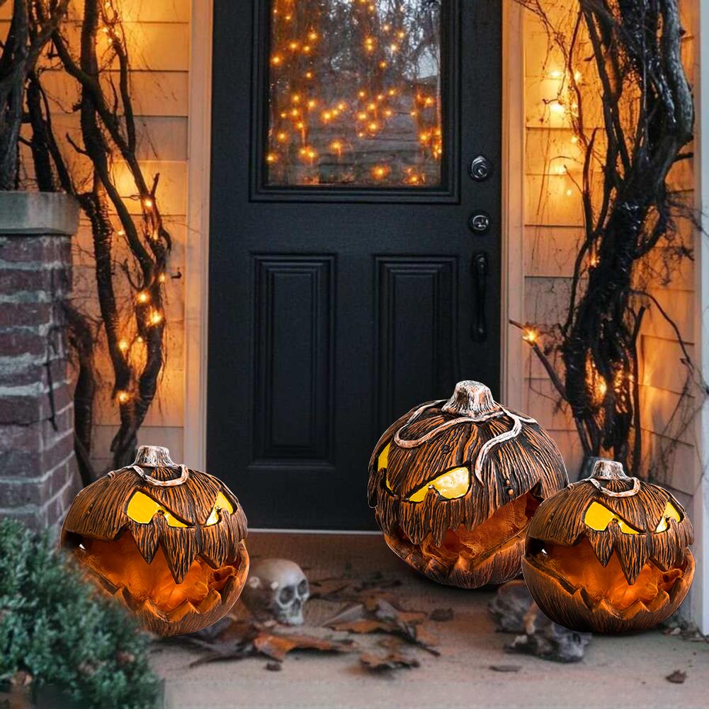 Unique LED Devil Pumpkin Lantern Halloween Sound Pumpkin Lighting Vintage Pumpkin Halloween Lights Halloween Evil Pumpkin Lamp