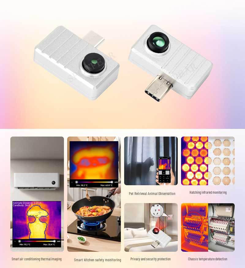 Инфракрасная тепловизионная камера USB Type-C с полем зрения 45°/90°, поддержкой фото и видео
