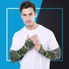 1 Pair Camo Snake Pattern Sun Protection Arm Sleeves,Long Fingerless Ice Silk Cooling Sleeves for Outdoor Sports Cycling Running 1