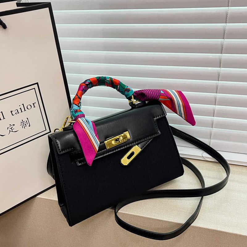 Kelly Women's Large Shoulder Bag with Lock and Scarf - Versatile Crossbody Handbag