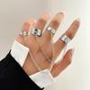 Ifmia Punk Cool Hiphop Chain Ring Multi -Layer Adjustable Open Finger Rings Set Alloy Man Rings For Women Party Gift Jewelry