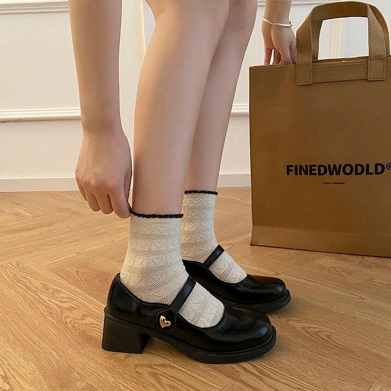 2025 новая французская модель Mary Jane маленькие кожаные туфли женские весенне-осенние универсальные с ремешком-застежкой круглая головка толстый каблук jk с юбкой туфли