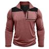 Мужские топы с воротником-стойкой, длинными рукавами, футболки контрастных цветов, свитшоты с застежкой-молнией и нагрудным карманом, повседневная спортивная одежда на осень и весну