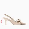 Women High Heels Sandals Butterfly-knot Design Summer Footwear Chic Pointed Patent Leather Beige Elegant Female Wedding Shoes