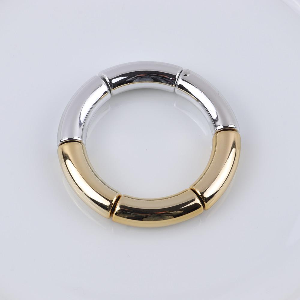 New Colorful Big Bamboo Tube Beads Acrylic Bracelets Bangle for Women Men Boho Stretch Curved Resin Bracelet Stack Jewelry Gifts