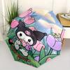 Flowers Kuromi Cartoon Umbrella, Portable 3-Fold Compact Umbrella, Suitable for Camping, Hiking and Travel, Ideal Easter Birthday Gift for Family and
