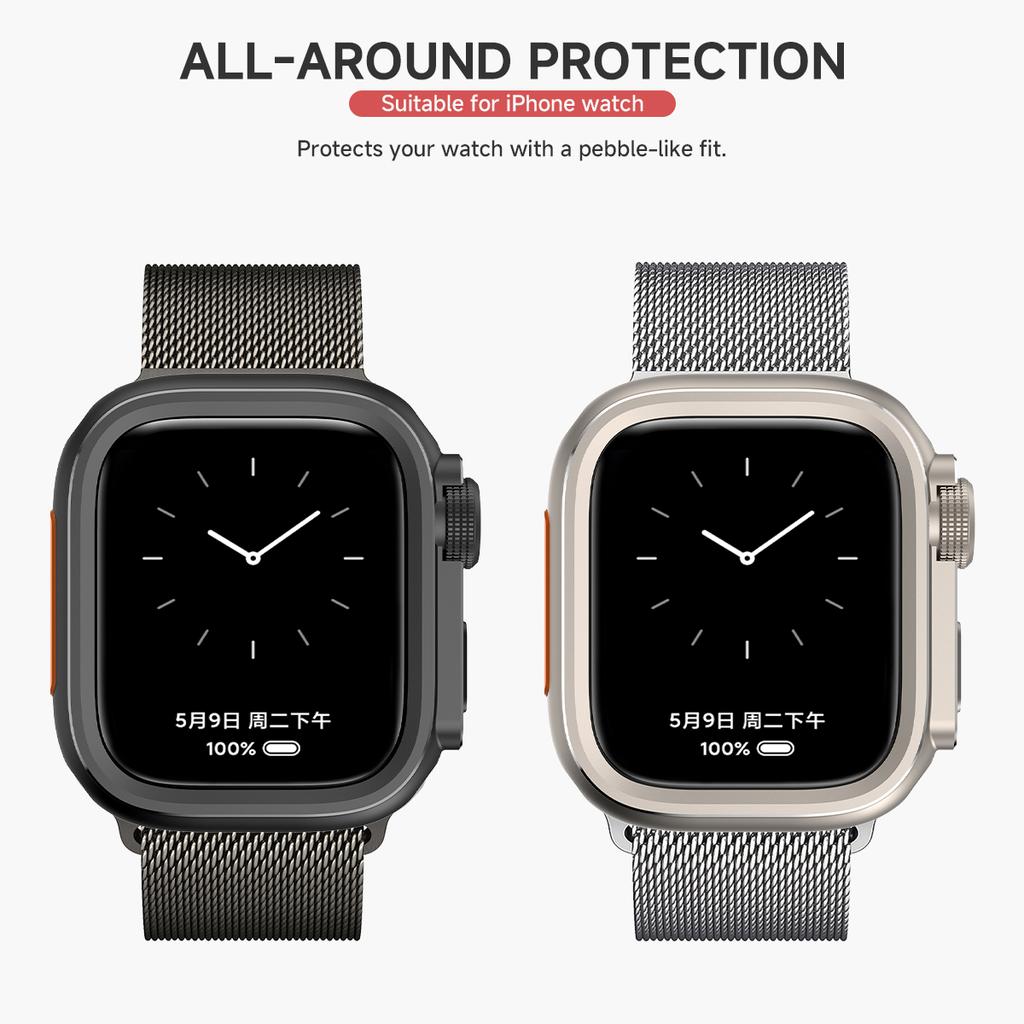 Металлический бампер-кейс для Apple Watch 10 46 мм Защитная рамка-чехол для iWatch Серии 11 9 8 7 6 5 SE Замена на Ultra 3 49 мм Титан