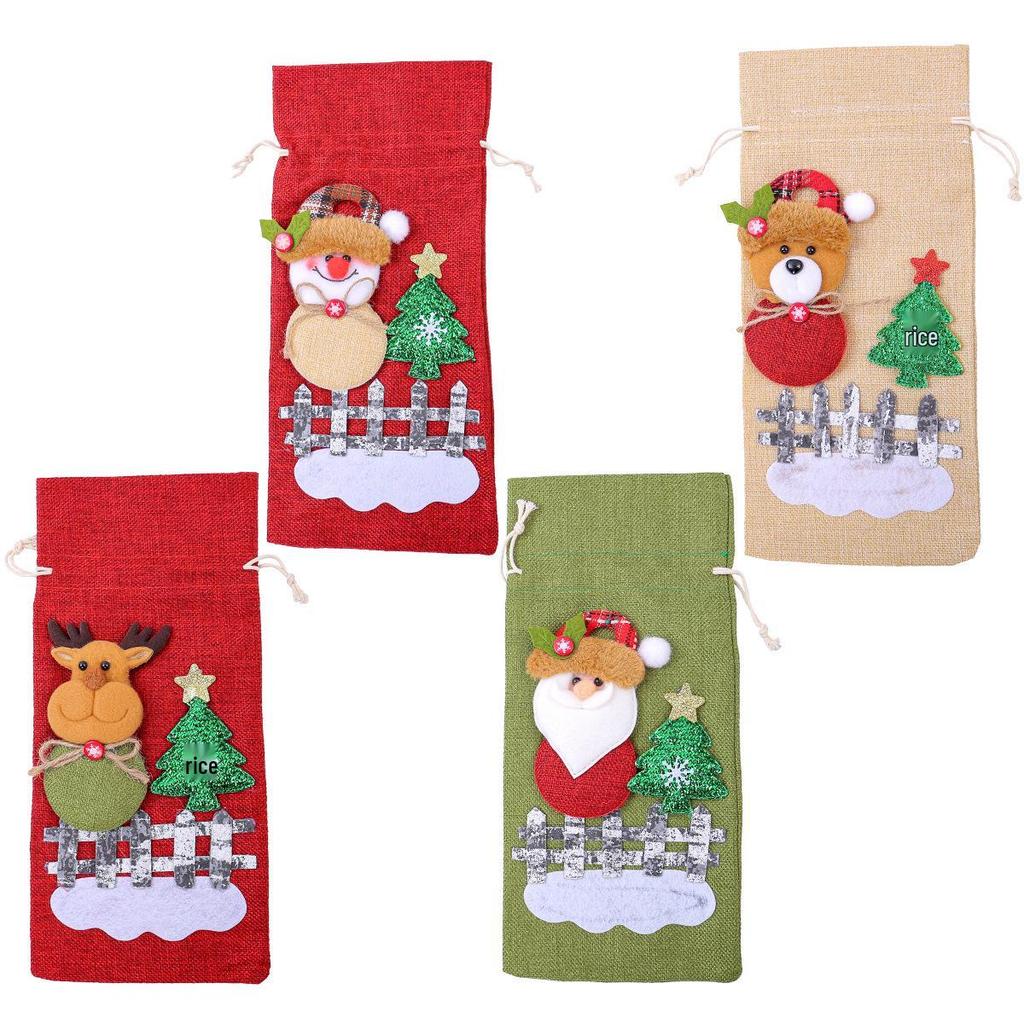 Праздничный чехол на винную бутылку в виде Санта-Клауса и украшения для рождественской вечеринки