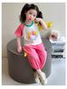 Girls' Summer Set 2026 New Fashionable Children's Short sleeved Girl Baby Summer Dress Cat Leisure Summer