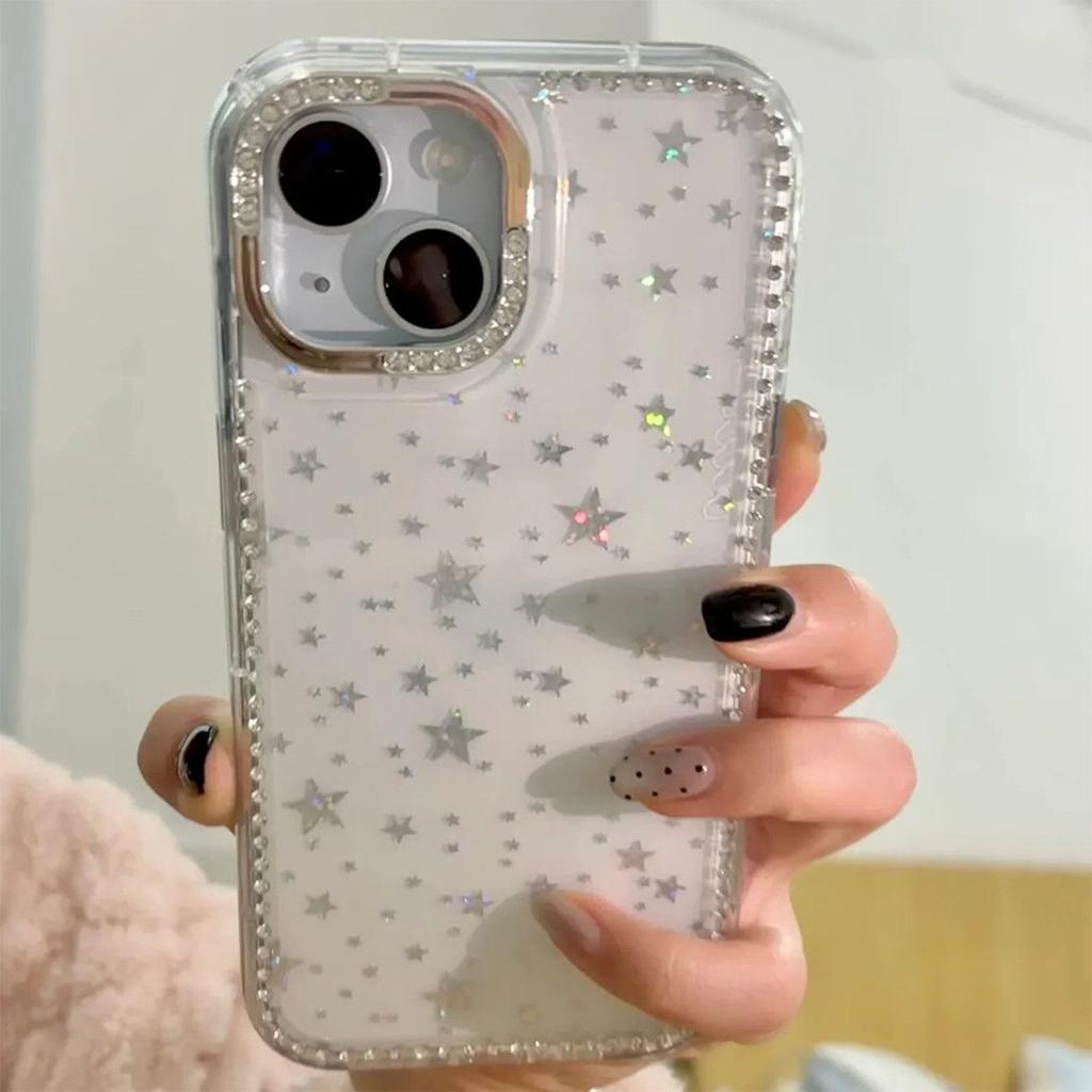 Laser Star Flash Diamond Mobile Phone Case for Apple 17PROMAX Personalized Female Internet Celebrity Inlaid with Rhinestone IMD Mobile Phone Case