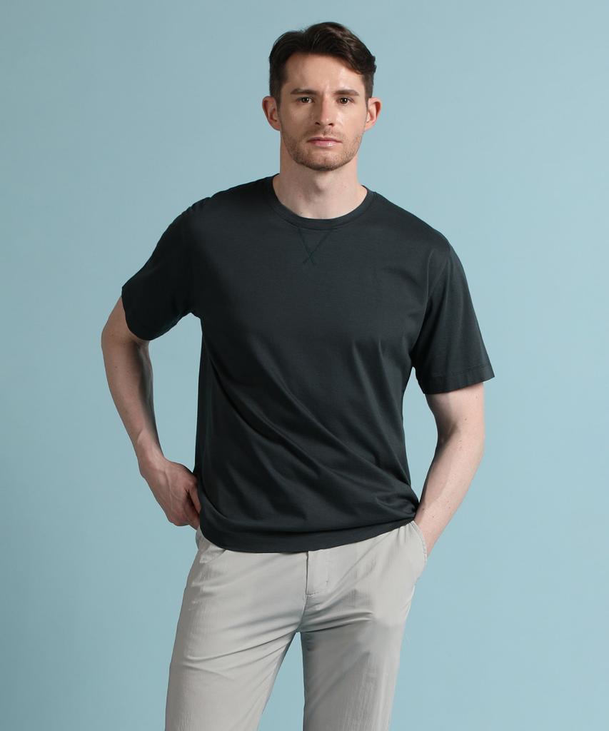 PANICALE Charcoal Basic Round Short Sleeve T-Shirt