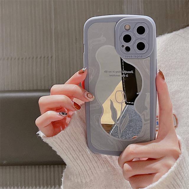 Корейский защитный чехол для телефона с эстетическим облаком, зеркалом и цветком для Iphone 13 12 11 Pro Xs Max X Xr 7 8 Plus, мягкая задняя крышка