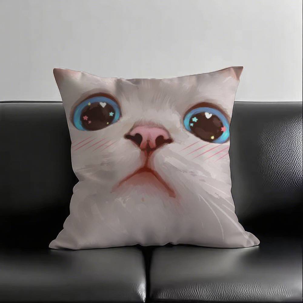 1pc Cute Cat Pillow Case Square Bedroom Sofa Leisure Comfort Cushion Car Living Room Home Decoration