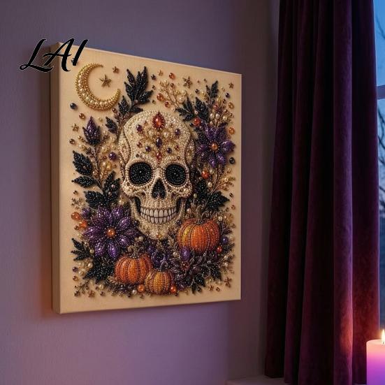 Relaxing Arts And Crafts for Home 2Pcs Halloween Faux Pearl Art Ghost Pumpkin Witch Crow Painting DIY Handmade Gift Craft Enthusiasts Kit