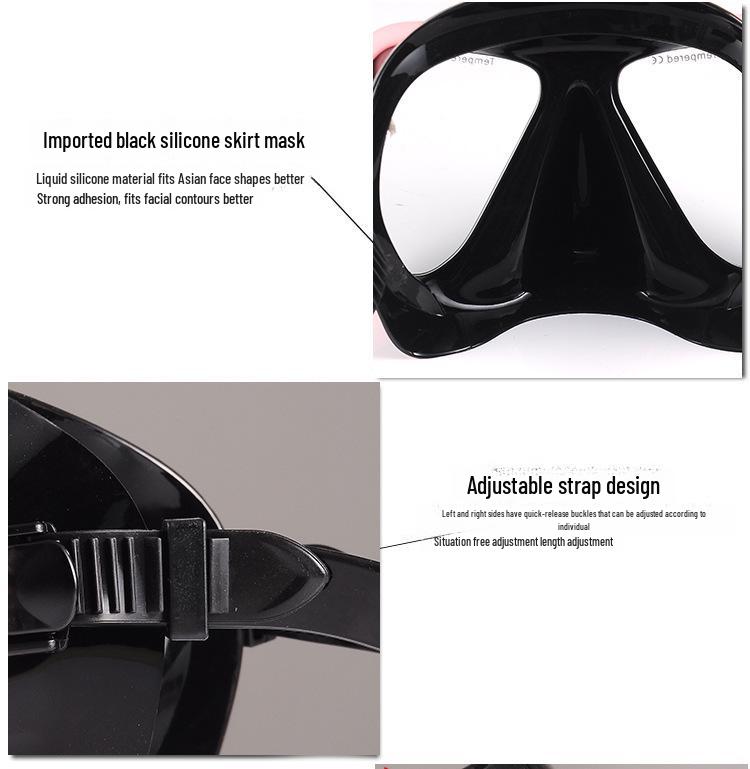 Large Frame Myopia Diving Mask with Tempered Glass and Liquid Silicone