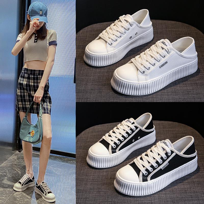 Летние новые полузакрытые женские парусиновые туфли, дышащие, повседневные, студенческие, женские кеды