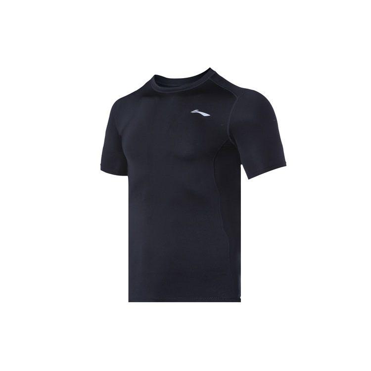 Мужские футболки Li Ning с круглым вырезом, умеренного прямого кроя, AUDQ041-1