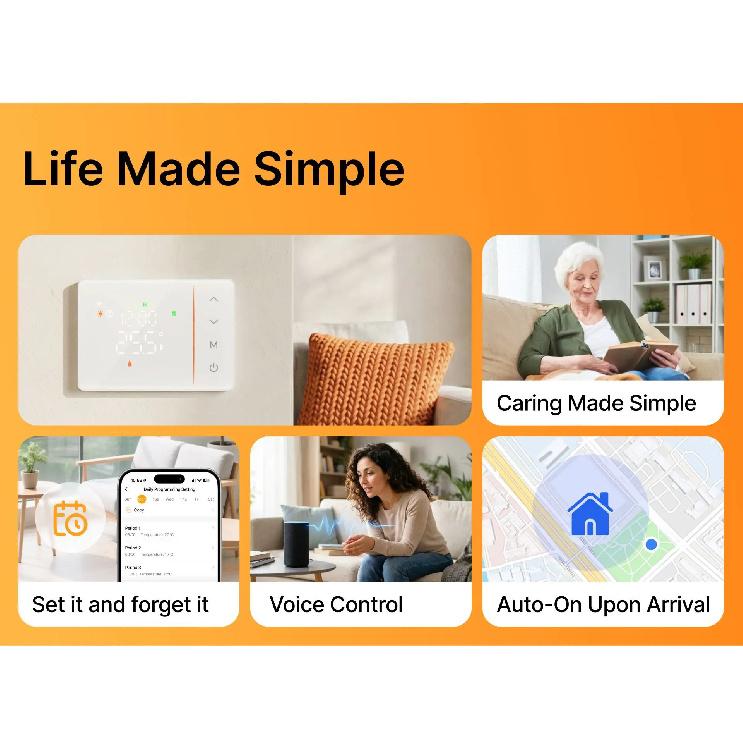 Tuya smart battery powered wifi thermostat gas boiler switch heating/cooling programmable remote control support alexa google
