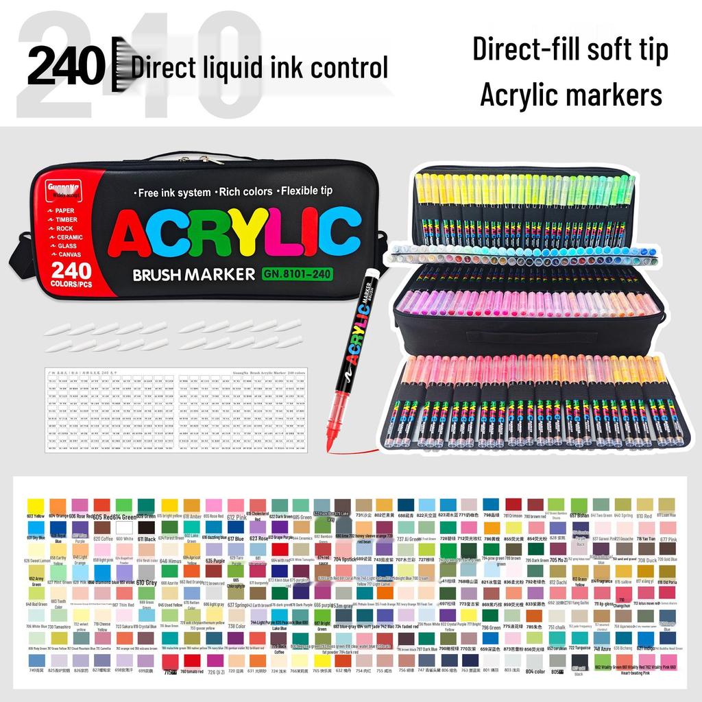 Акриловый маркер Guangna 8101 с жидким мягким наконечником - 288 цветов для DIY граффити и боди-арта