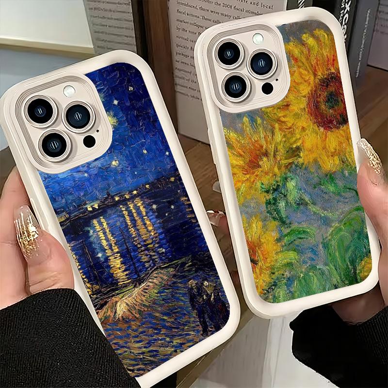 Чехол для телефона iPhone 17 Air 16E 15 16 Pro Max Ван Гог Масляная живопись Эстетика Чехол 14 Plus 13 12 Mini Мягкий корпус Силиконовый Забавный