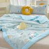 Cartoon Cotton Linen Summmer Blanket Breathable Adult Child Quilt for Summer Washable Air Conditioning Comforter Lightweight