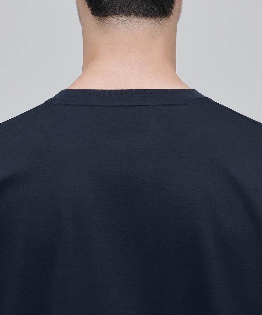 MUSINSA STANDARD Silket Oversized Crew Neck Long Sleeve T-Shirt [Navy]