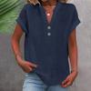 Women's Fashion Casual Solid Colour V-Neck Short Sleeve Button Down Shirt T-Shirt Top