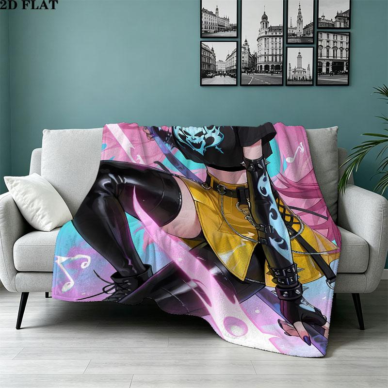 1PC Kpop Demon Hunters Patterned Flannel Blanket Suitable For All Seasons For Home Decor Warmth And Comfort Gifts Holiday Present