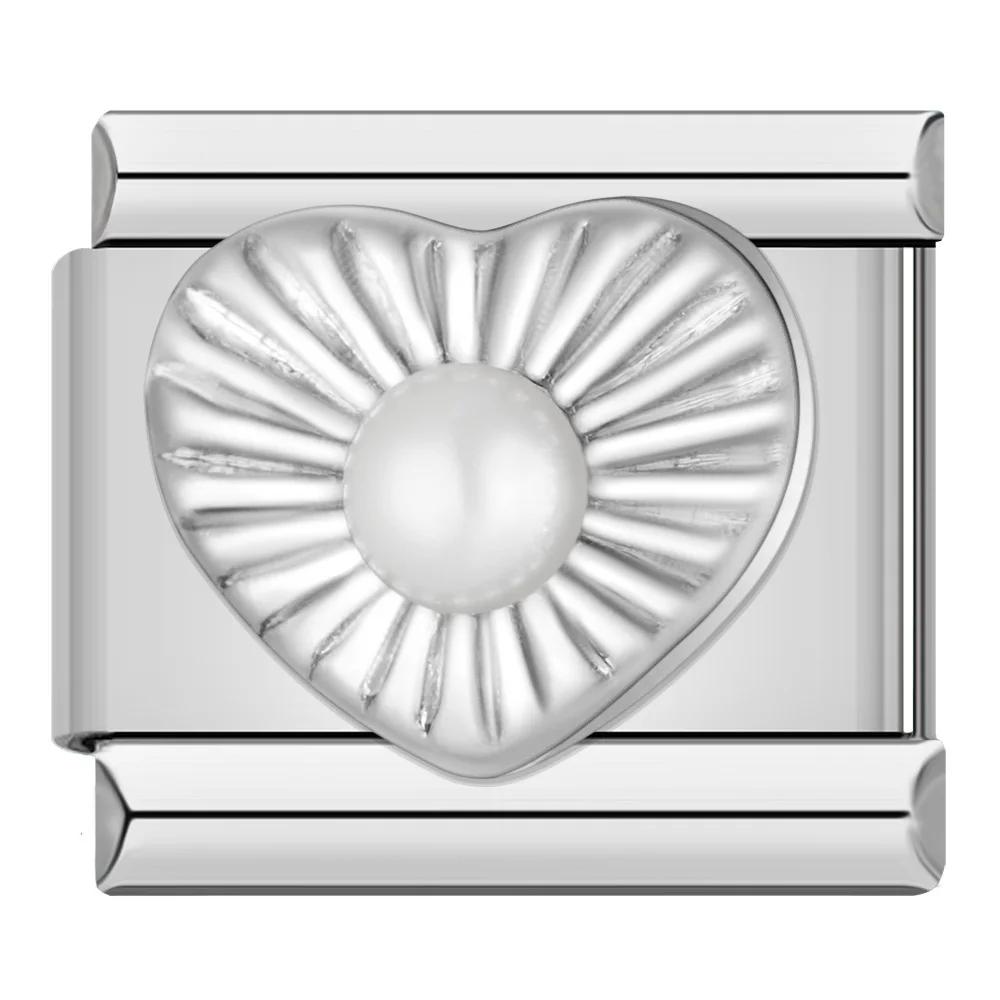 2023 Мода Сердце Эллиптический Прямоугольник CZ Шарм Итальянские Звенья Подходит Для Браслета 9 мм Из Нержавеющей Стали Изготовление Ювелирных Изделий DJ692