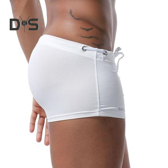 Летние мужские шорты для плавания с низкой посадкой, однотонные пляжные обтягивающие плавки с завязкой на талии, купальник, спортивные шорты для серфинга, плавки