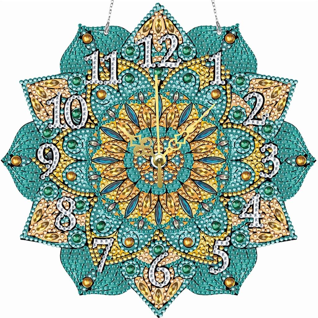 2D Плоский DIY Мандала Деревянное Алмазная Живопись Украшение с Функцией Часов 5D Подвесные Часы Искусство Ремесло для Украшения Гостиной