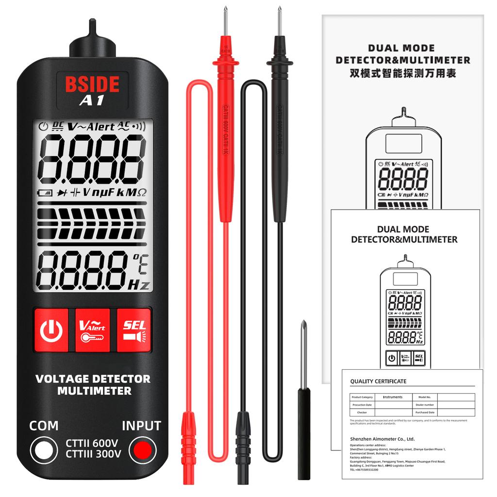 BSIDE A1/A1X Smart Digital Multimeter Electronic USB Tester Breakpoint AC DC Contactless NCV Charged Automatic Diode Capacitor