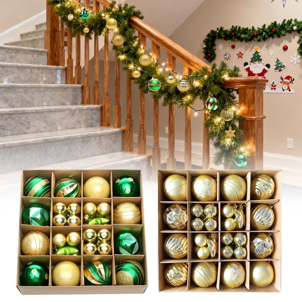 42pcs Christmas Tree Ornament Plastic Ball Decorations For DIY Crafts And Painted Designed Boxes Pendant