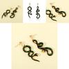 Fashionable Asymmetrical Snake Earrings Chic Modern Animal Design Jewelry