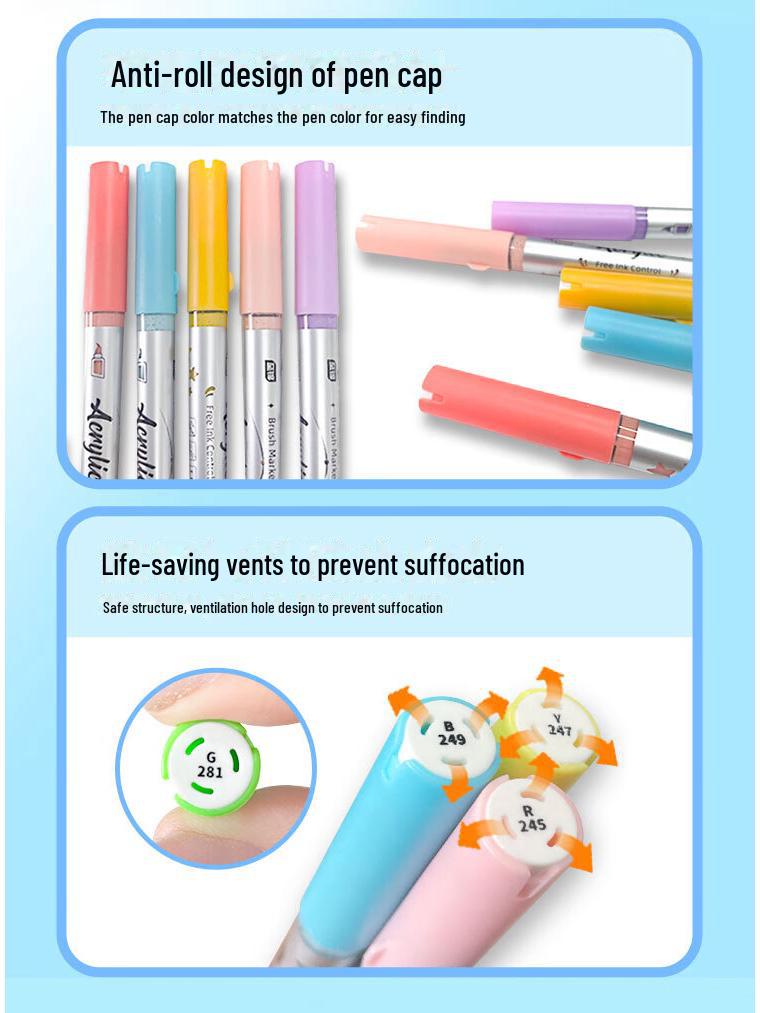 Набор акриловых водостойких маркеров Zhijin с мягким наконечником для граффити и рисования своими руками