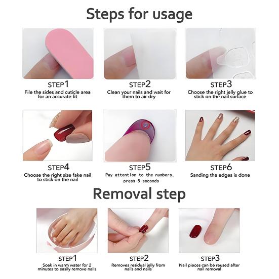 10Pcs 3D Floral Press-on Nails Thick Gel Design Summer French Fake Nails with Tip Artificial