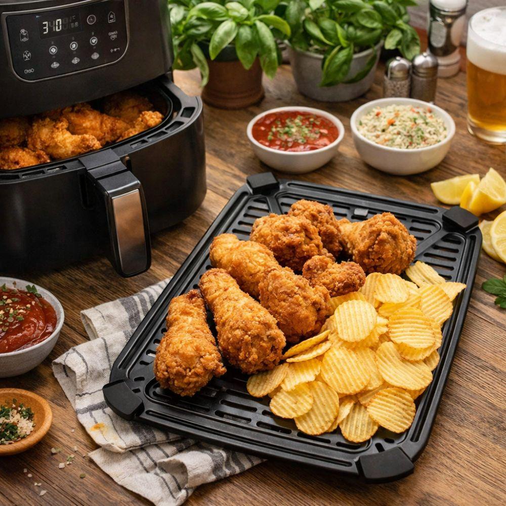 Non-Stick Air Fryer Grill Plate Square Air Fryer Tray Food Grade Grill Pan  Easy Clean