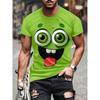 Vibrant Cartoon Face Graphic 3D Print T-Shirts Harajuku Funny Design Men's T-shirts
