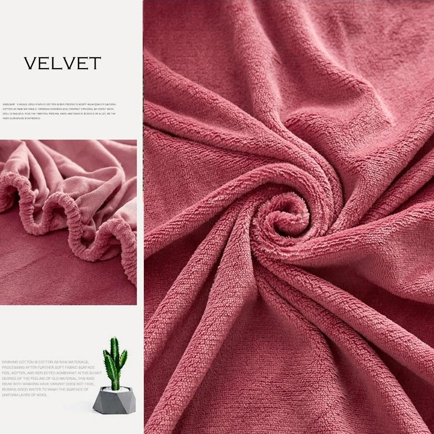 Warm Winter Velvet Fleece Fitted Sheet Elastic Mattress Cover Couple 2 Seater Bed Linens Luxury Double Bed Sheet