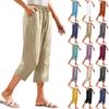 Women's Cropped Pants Stralght Pants With Pockets Lightweight Caual Loose Trousers