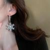 A Pair of Elegant Christmas and New Year Zircon Snowflake Imitation Earrings, Suitable for Women and Girls, Festive Celebration Party Banquet Jewelry